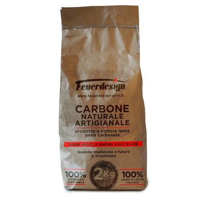 Feuerdesign FEUERDESIGN – 2 kg Naturkohle Antiche Carbonaie, aus 100 % italienischem Steineichenholz